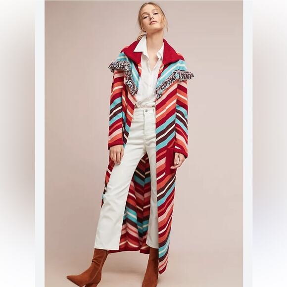 Hayley Menzies Multicolor Sunset Striped Knit Cardigan Duster Sweater Size M - Picture 11 of 11